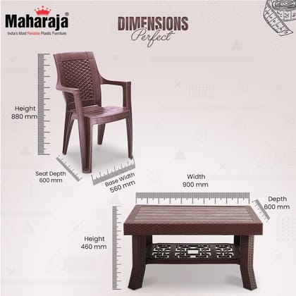 MAHARAJA Plastic Furniture Set | Comfortable Chairs with Matching Table | Sturdy & Stylish | Multi-Purpose Use