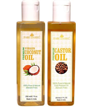 Park Daniel Premium Coconut &  Castor Oil(400 ml) 100% Pure & Natural 200 ml Pack of 2