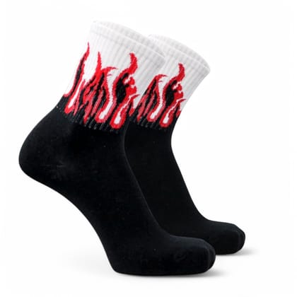 FIRE EDITION - BLACK/WHITE - RED FLAMES-Pack of 1-Pair