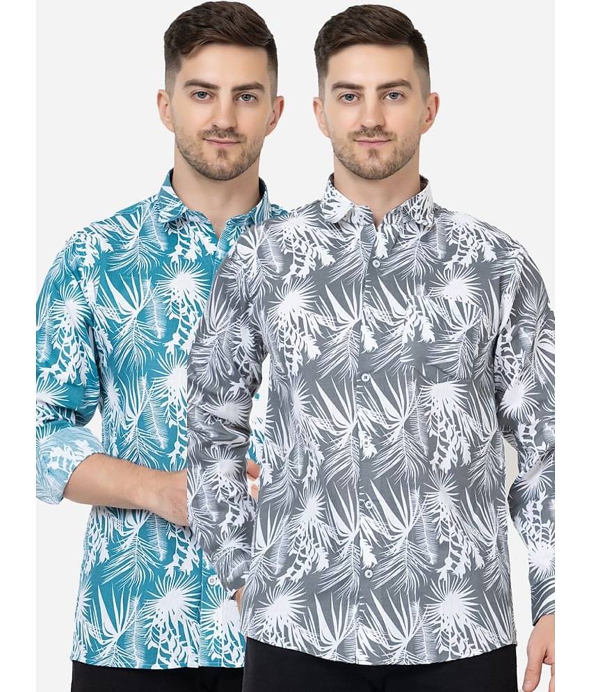 FREKMAN 100% Cotton Regular Fit Printed Full Sleeves Men's Casual Shirt - Multi ( Pack of 2 )