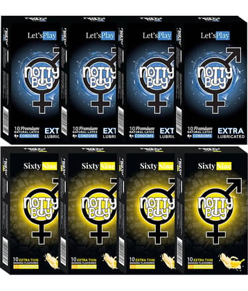 NottyBoy Banana Flavoured and Extra Lubricated Condom  (Set of 8, 80 Sheets)