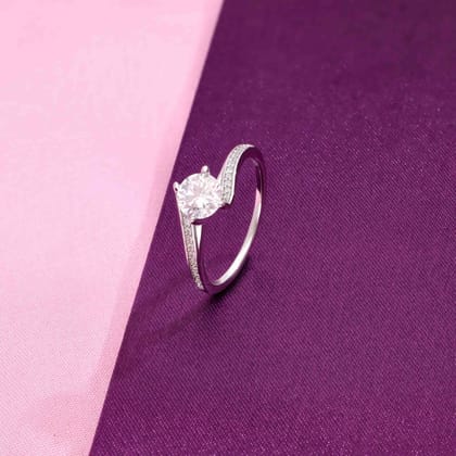 Classic Twisted Solitaire Silver Ring-Solitaire / Silver / US 5 (15.6 mm Diameter)