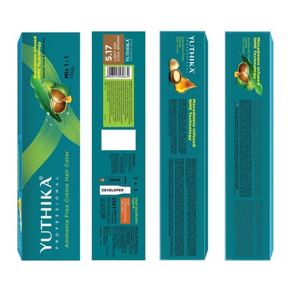 Yuthika Professional Creme Hair Color 5.17 Light Ash Cool Brown 100g Permanent Hair Colour Professional Salon Hair Colour