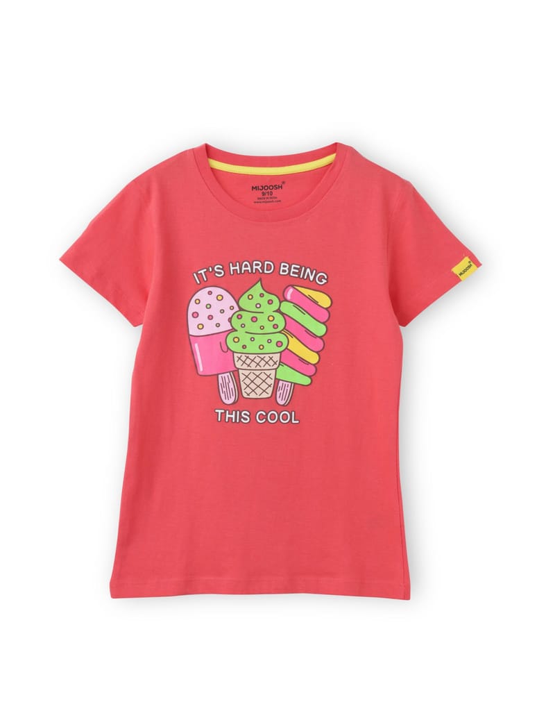 Latest Kids Girls T shirt Cotton Hibiscus Red Cool Ice Creams 2025 at ShopCircuit | ONDC