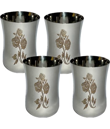 A & H ENTERPRISES - Daily Use Water Steel Glasses Set 300 ml ( Pack of 4 )