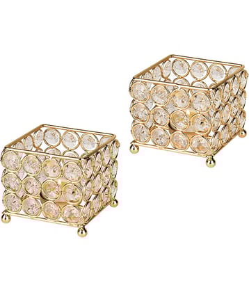 Urban hemlet Gold Table Top Iron Tea Light Holder - Pack of 2