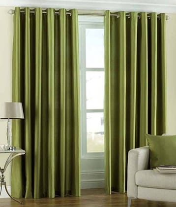 Tanishka Fabs Solid Semi-Transparent Eyelet Curtain 5 ft ( Pack of 2 ) - Green