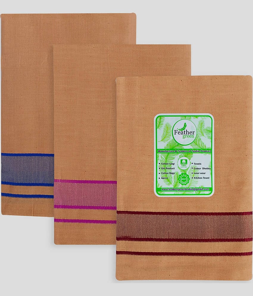 Feather Green - Multicolor Cotton Men's Lungi ( Pack of 3 )