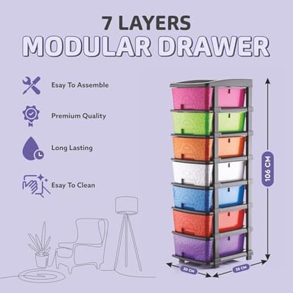 AVZEEGO Plastic Modular Drawer Storage Chest Of Drawers Organizer Storage Box, Large Stomo Racks For