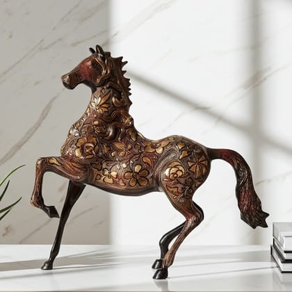 Brass Horse Showpiece Statue For Home Decor & Office Gift, Height : 15 Inch (ANMAS008 B)