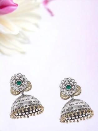 Women Silver-Toned Dome Shaped Jhumkas