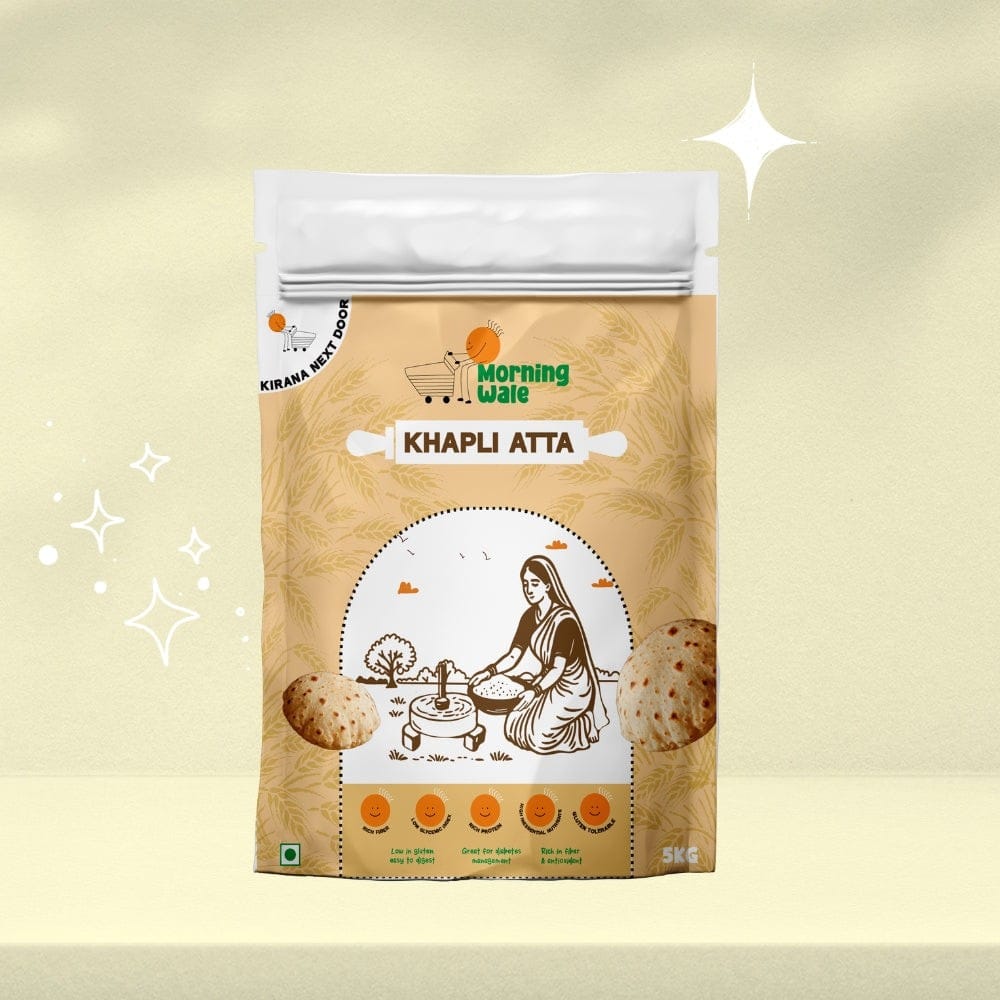 Morning Wale Khapli Atta (1kg) | Emmer Wheat Flour | Low GI & Diabetic Friendly