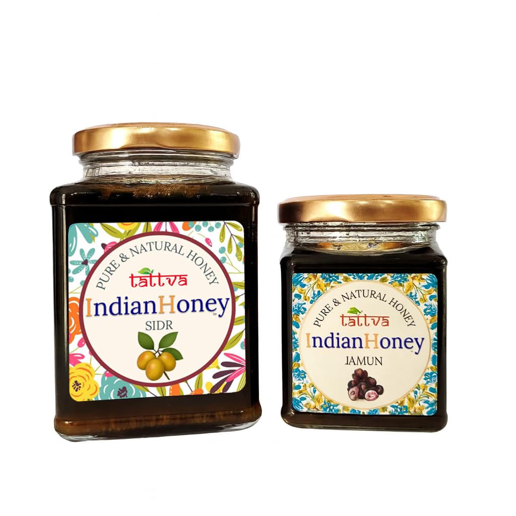IndianHoney Premium & Highly Medicinal Sidr Honey & Diabetics-Friendly Jamun Honey Combo Pack (500gm & 230gm) Sidr & Jamun
