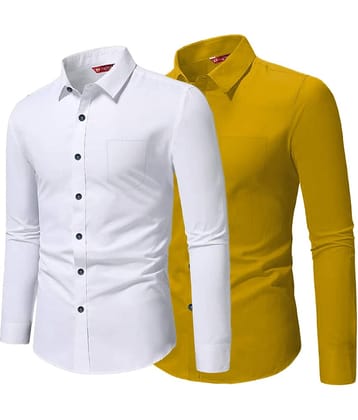 Yugnik Cotton Blend Slim Fit Full Sleeves Men's Formal Shirt - Green ( Pack of 2 )