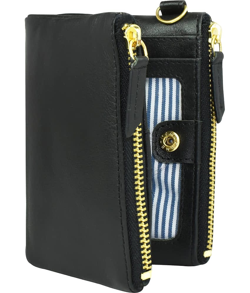 Ajanta Black 100% Leather Men's Two Fold Wallet ( Pack of 1 )