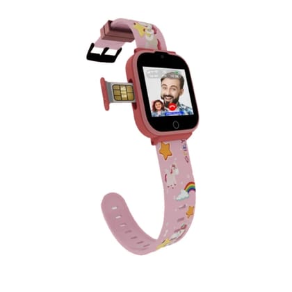 Spiky Cyclops 4G Kids Smart Watch Printed Pink