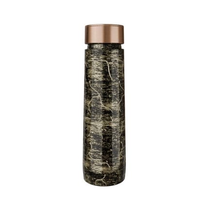 Pure Copper Elegant 1000 Ml Premium Coated Water Bottles (Gold Black Abstract, 1000 Ml)