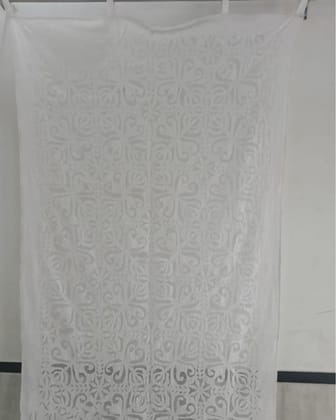 Rich Handcrafted White Applique Curtain (Set of 2)