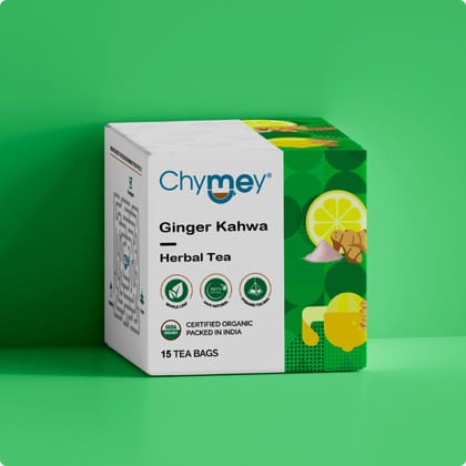 Chymey Ginger Kahwa Herbal Tea Bags:  15 Pyramid Tea Bags-15 Tea Bags