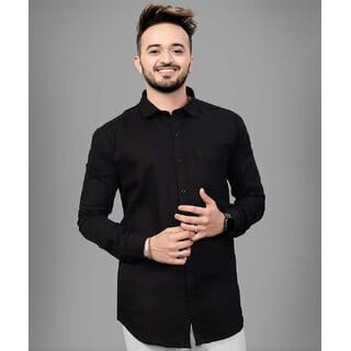 Baleshwar Mens Black Slim Fit Casual Shirt (Pack of 1)