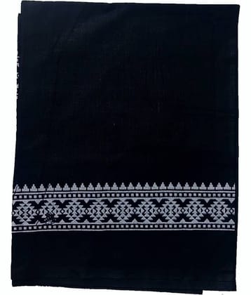 Mk weaves Black Cotton Men's Scarves ( Pack of 1 )
