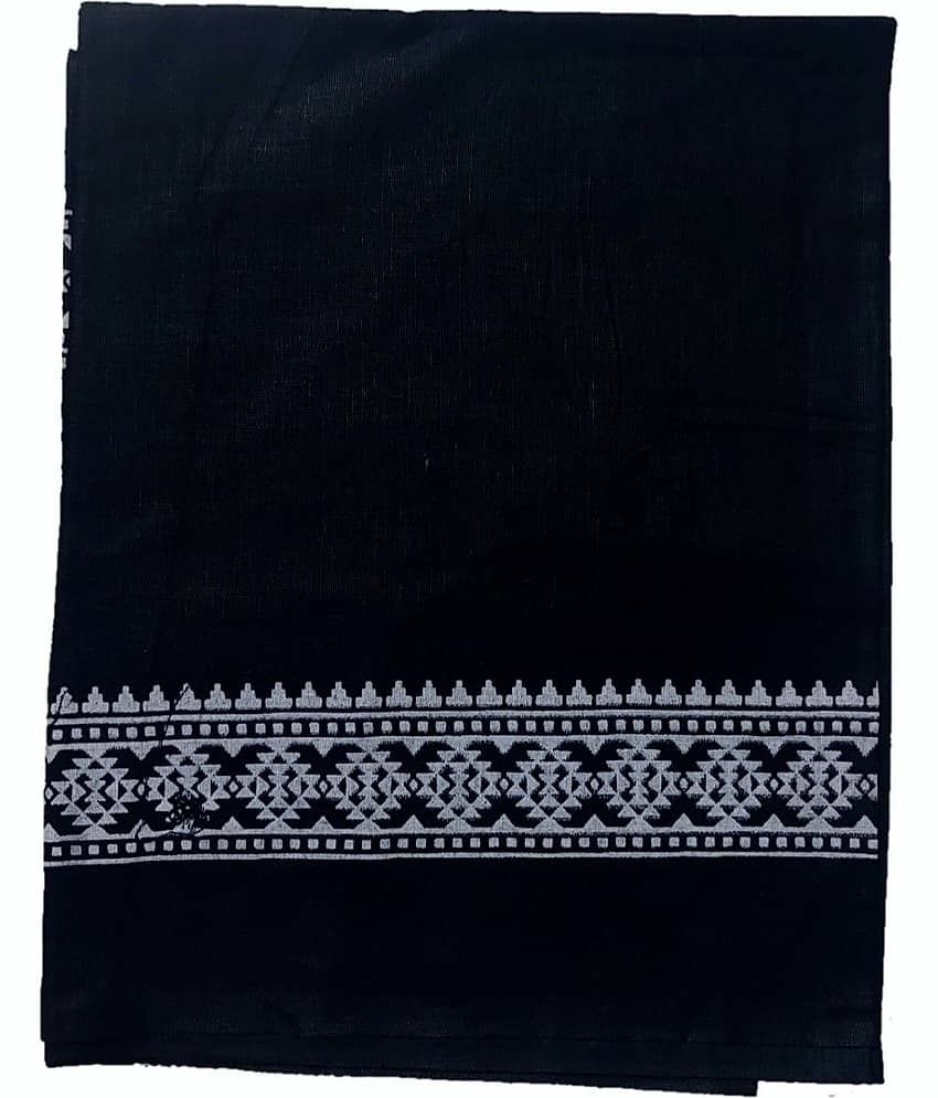 Mk weaves Black Cotton Men's Scarves ( Pack of 1 )