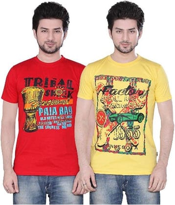 Zebu Pack of 2 Cotton Regular Fit Men's T-Shirt ( Multicolor )