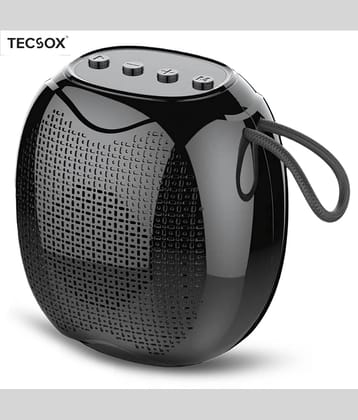 Tecsox Beat 8 W Bluetooth Speaker Bluetooth V 5.3 with 3D Bass Playback Time 8 hrs Black