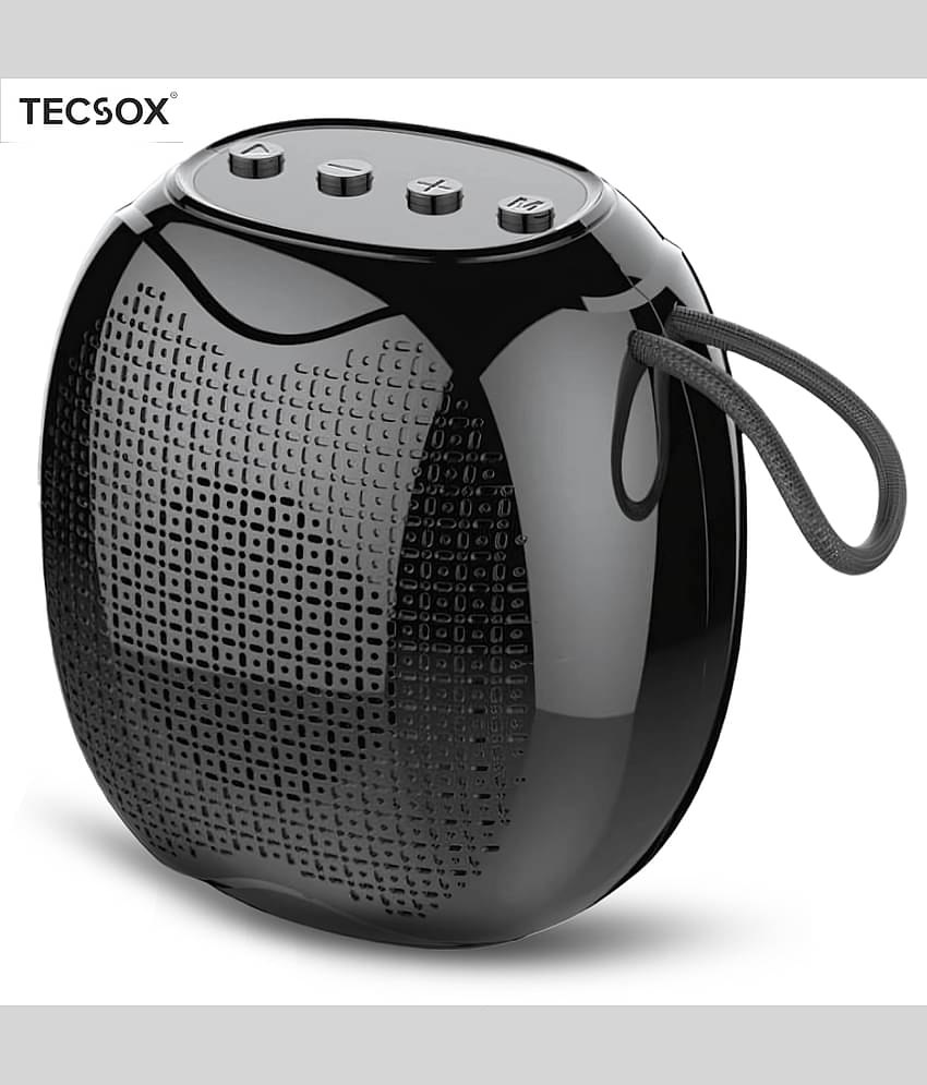 Tecsox Beat 8 W Bluetooth Speaker Bluetooth V 5.3 with 3D Bass Playback Time 8 hrs Black