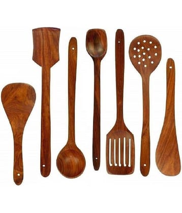 erum - Brown Wood Mixing Spatula ( Pack of 7 )