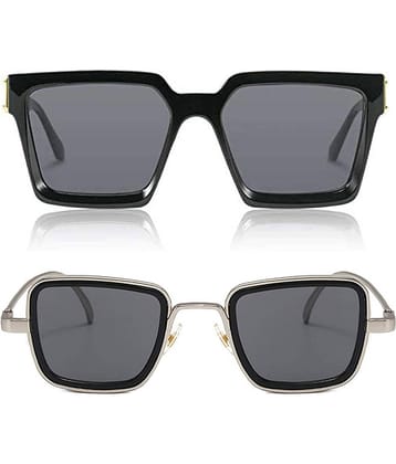 Kanny Devis - Black Rectangular Sunglasses ( Pack of 2 )
