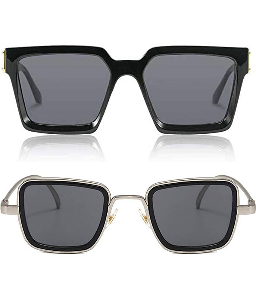 Kanny Devis - Black Rectangular Sunglasses ( Pack of 2 )