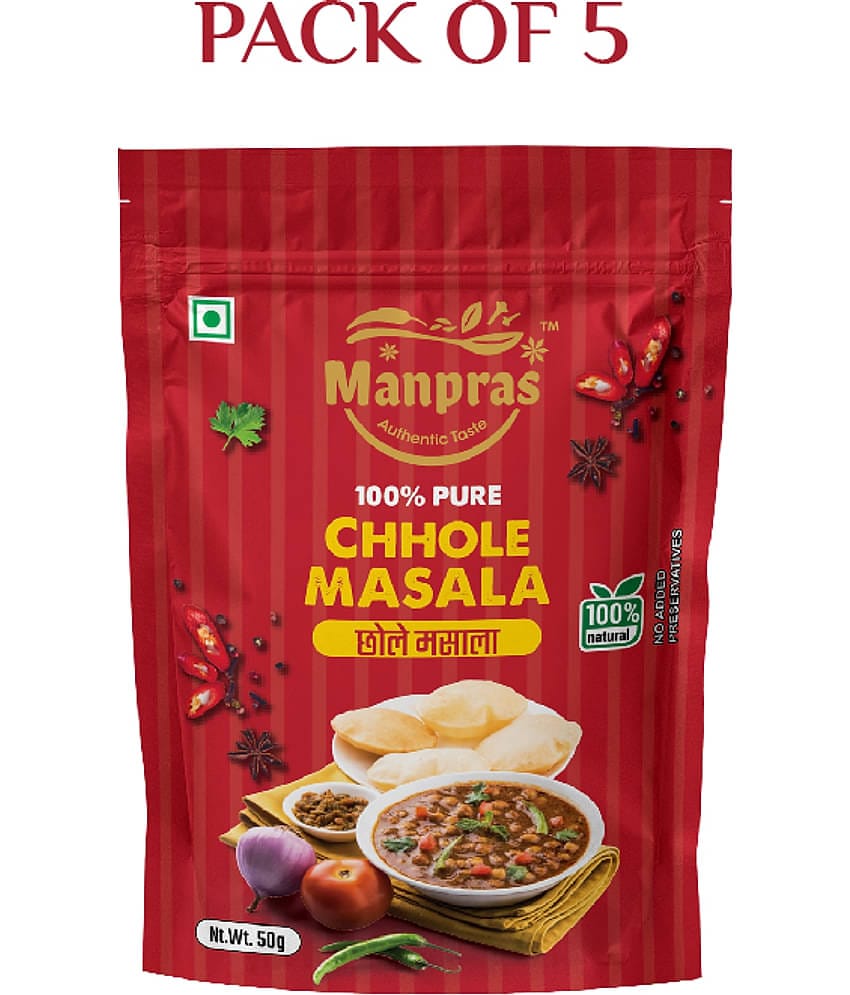 MANPRAS CHOLE MASALA 50GMS [ PACK OF 5 ] Masala 250 gm