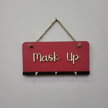 Mask Up Key and Mask Holder With 3 Hooks For Personalization-Acrylic Letters