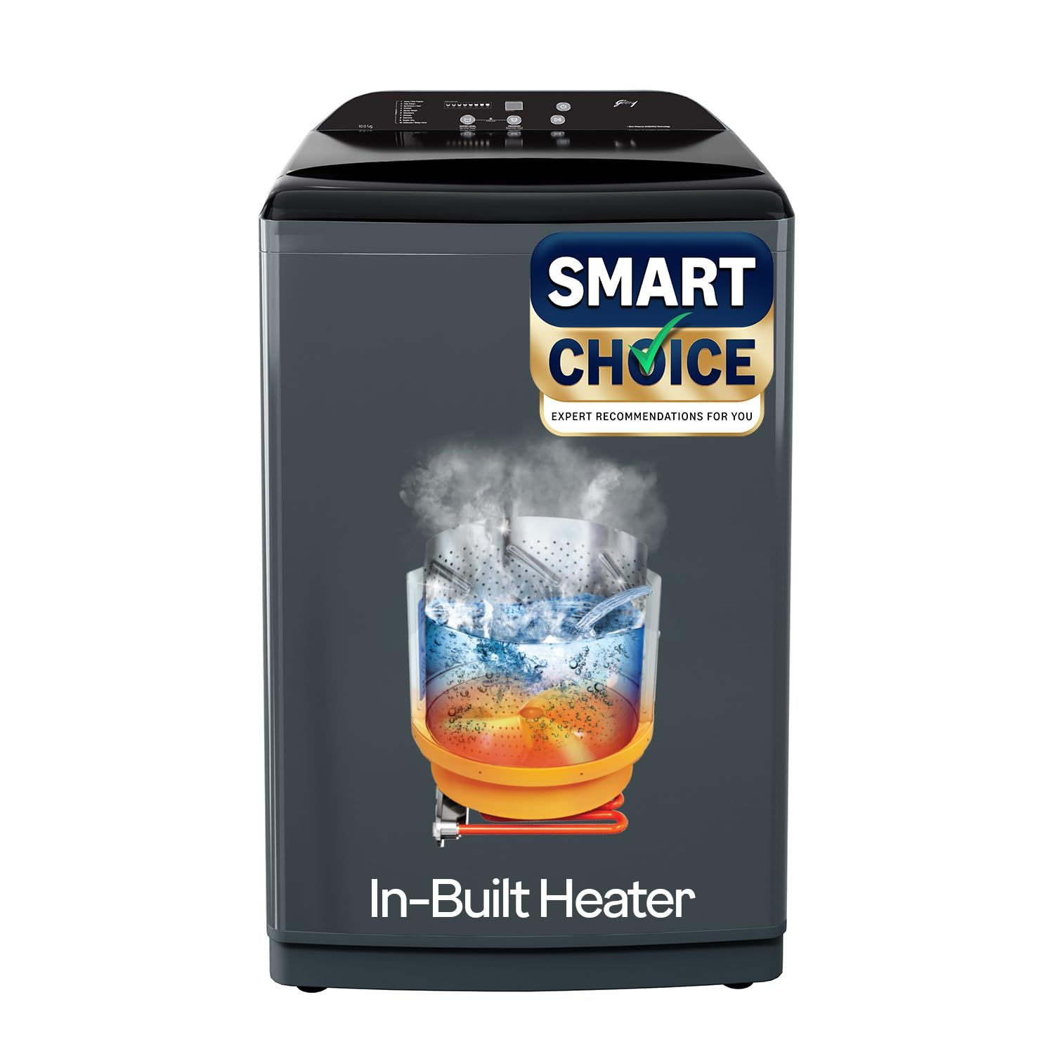 Godrej Smart Choice 10 Kg 5 Star, AI Tech, Inbuilt Heater, Fills Tub at ~0 Water Pressure, Steel Drum Fully Automatic Top Load Washing Machine (WTEON ADA 10 5.0 FEFH GLGR, Glacial Grey) Godrej Smart Choice 10 Kg 5 Star, AI Tech, Inbuilt Heater, Fills Tub