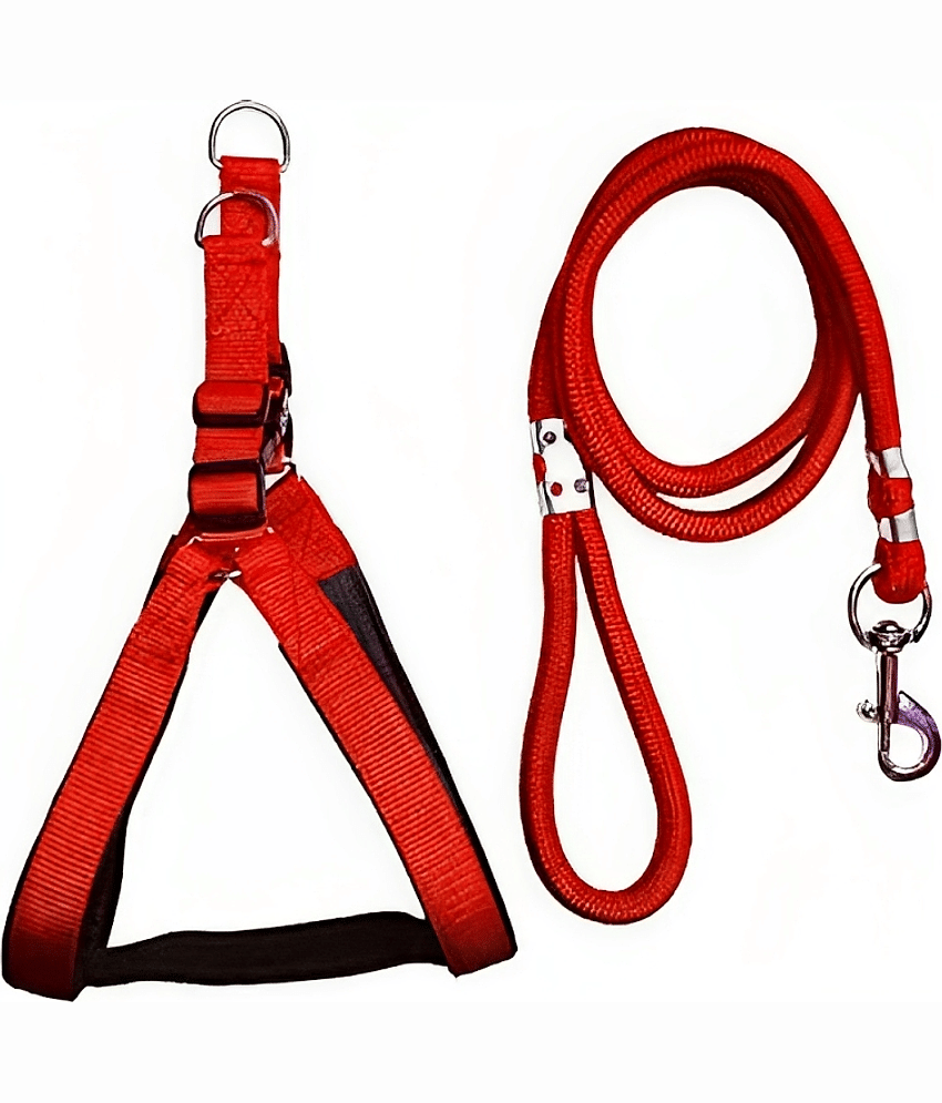 super chain - Red Combo (Collar Belt and Leash) ( Medium )