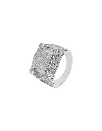 Punk Style Rapper Iced Out Ring-8 / Silver