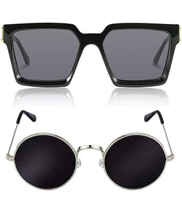 Kanny Devis - Black Rectangular Sunglasses ( Pack of 2 )