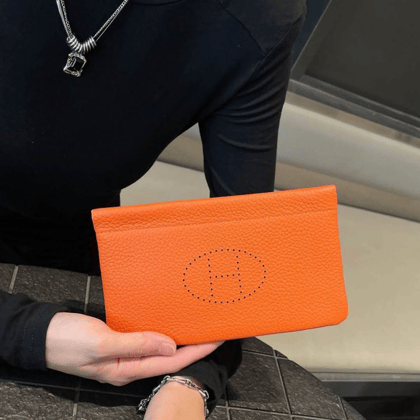 HERMES Premium Luxury Unisex  6911 Pouch-Orange