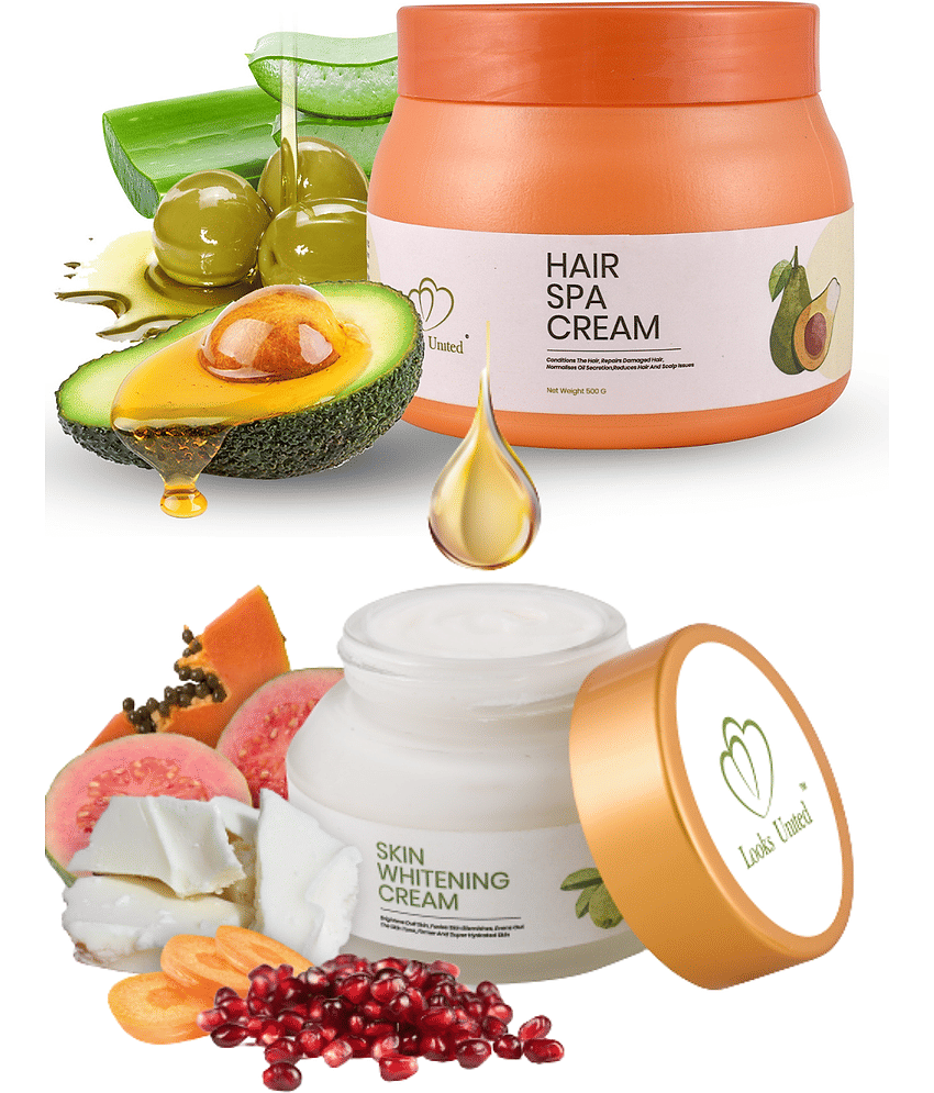 Looks United Hair Spa Cream (500GR) With Skin Whitening Cream (50GR) Pack Of 2