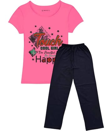 COOLTEES4U Pack of 2 Girls 100% Cotton T-shirt & Pants ( Pink )