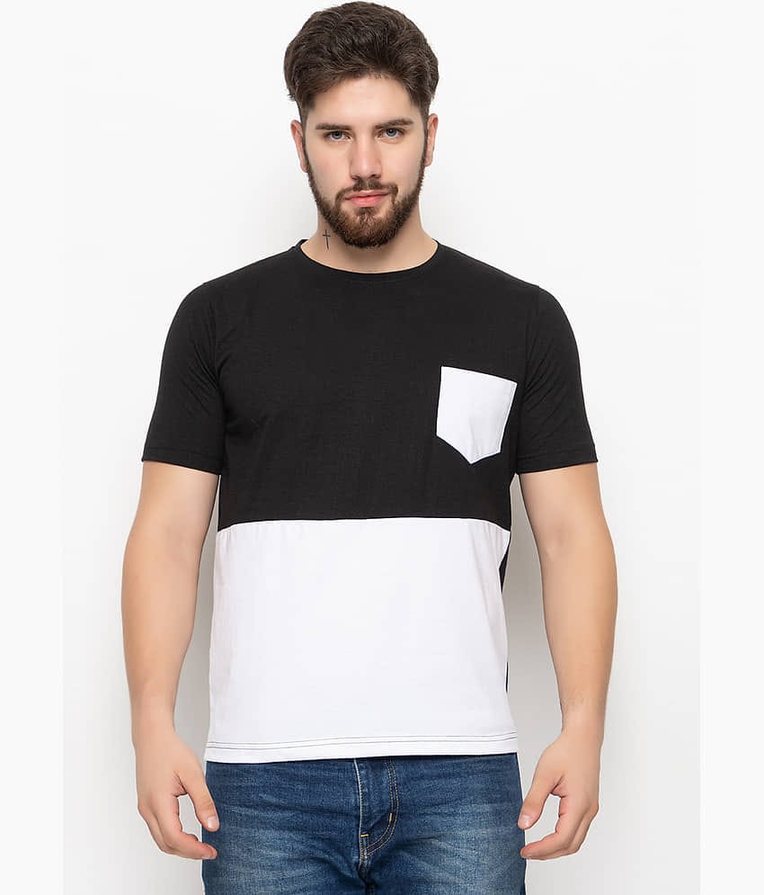 ZEBULUN Cotton Blend Regular Fit Colorblock Half Sleeves Men's T-Shirt - Black ( Pack of 1 )