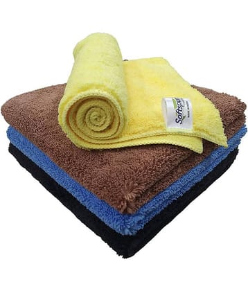 SOFTSPUN Microfiber High Loop Cleaning Cloths, 40x60 cms 4 pcs Towel Set 380 GSM (Multicolor). Thick Lint & Streak-Free Multipurpose Cloths.