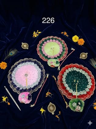 Generic Laddu Gopal Designer Heavy Work Poshak with Pagdi Set, Random color, Size 4, Stone and Lace Embellished  size 8 inch