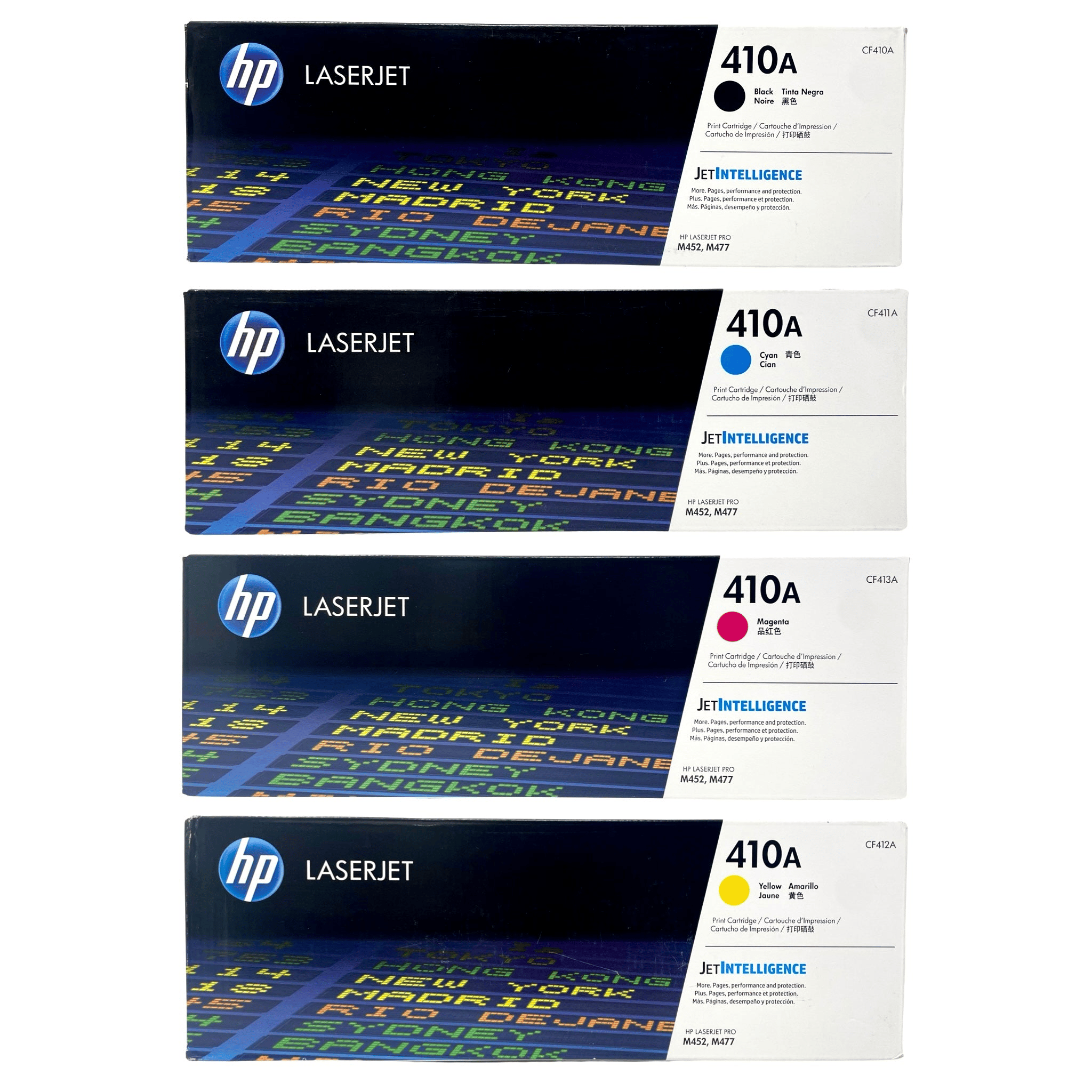 HP 410A Original LaserJet Toner Cartridge Combo Pack (CF410A/CF411A/CF412A/CF413A) Printer For Color LaserJet Pro M452, M377dw, M477