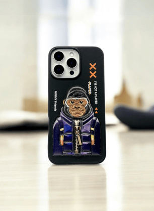 Nimmy Black Gorilla Embroidery Case for iPhone 16 Pro