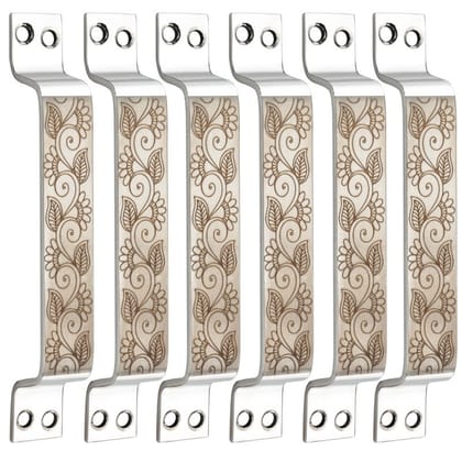 S-GUARD Stainless Steel Door & Cabinet Handles, Knobs Handles-Size-6 Inch-6 Pcs-Laser Printed Design-SSL44