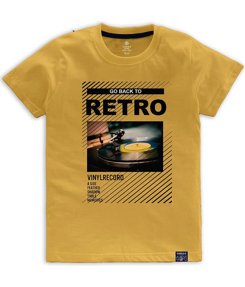 CODEZ Pack of 1 Boys Cotton Blend T-Shirt ( Yellow )