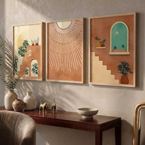 Modern Paintings With Frame For Living Room Bed Room Hotel Wall Decor Digital Reprint Set of 3 (19X25 inch)