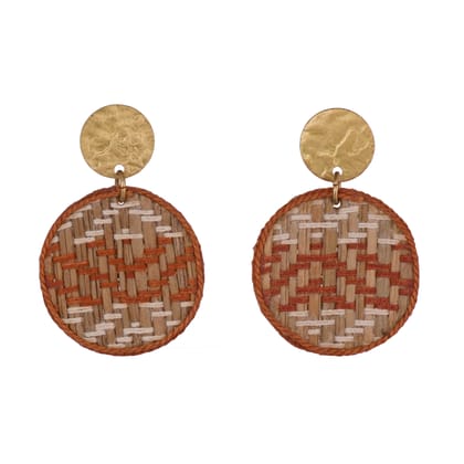 Handcrafted Natural Grass with Brass Bead Earring